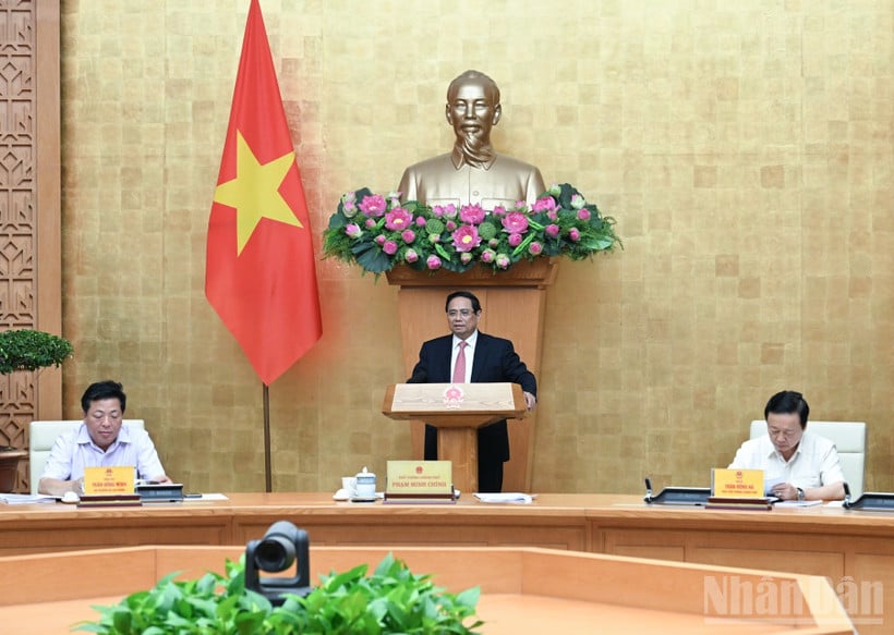 Thủ tướng Chính phủ Phạm Minh Chính chủ trì Phiên họp thứ 20 của Ban Chỉ đạo. (Ảnh: TRẦN HẢI)
