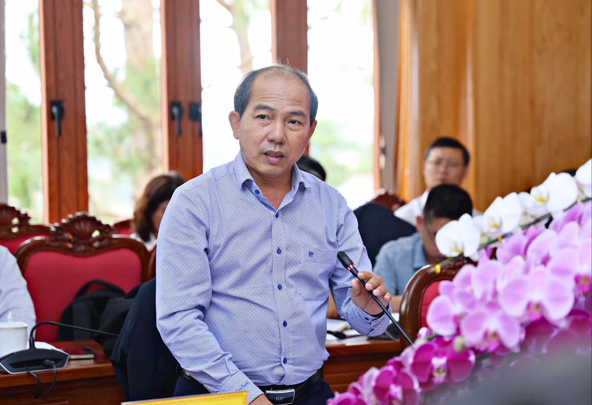 Giám đốc Sở Xây dựng tỉnh Lê Ngọc Tiến phát biểu 