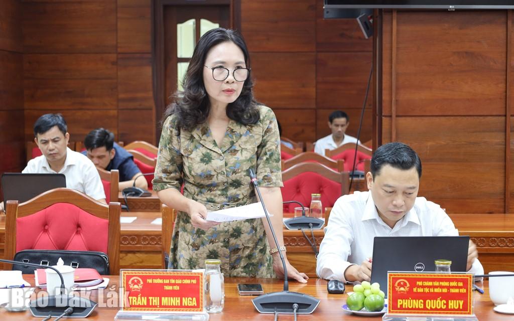 អនុប្រធានគណៈកម្មាធិការរដ្ឋាភិបាលទទួលបន្ទុកកិច្ចការសាសនា លោកស្រី Tran Thi Minh Nga បានសម្តែងមតិក្នុងកិច្ចប្រជុំនេះ។
