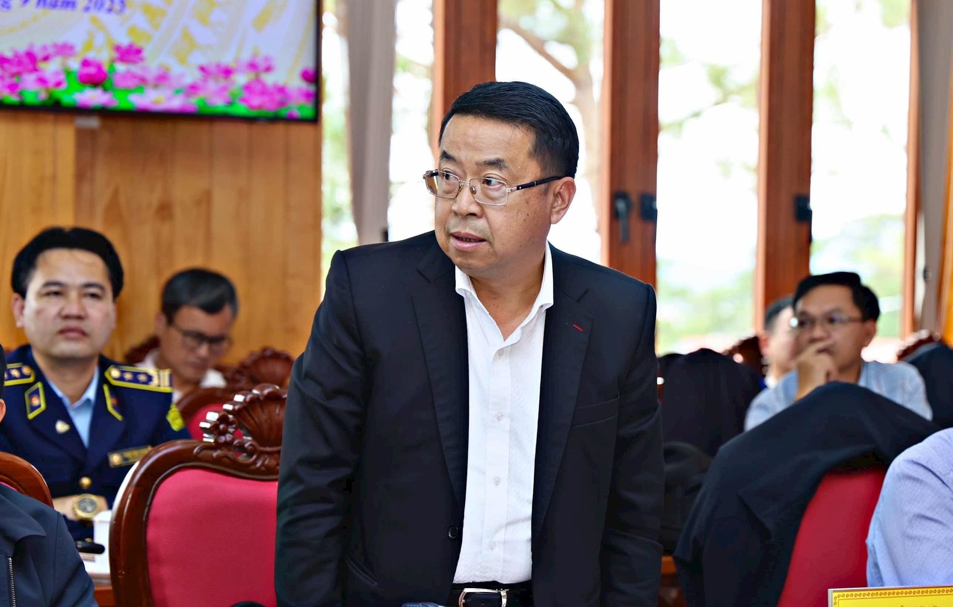 Giám đốc Sở Nông nghiệp và Môi trường tỉnh Tôn Thiện San phát biểu
