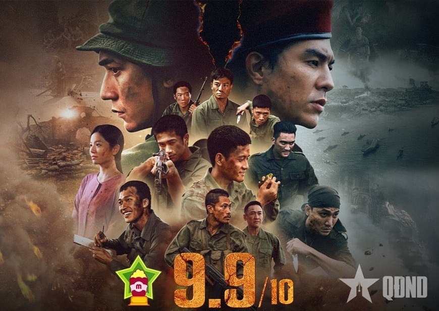 Poster giới thiệu đề tài phim chiến tranh cách mạng "Mưa đỏ" của Điện ảnh Quân đội nhân dân.