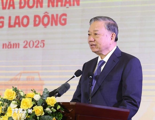 Tổng Bí thư Tô Lâm phát biểu. (Ảnh: Phạm Kiên/ TTXVN)