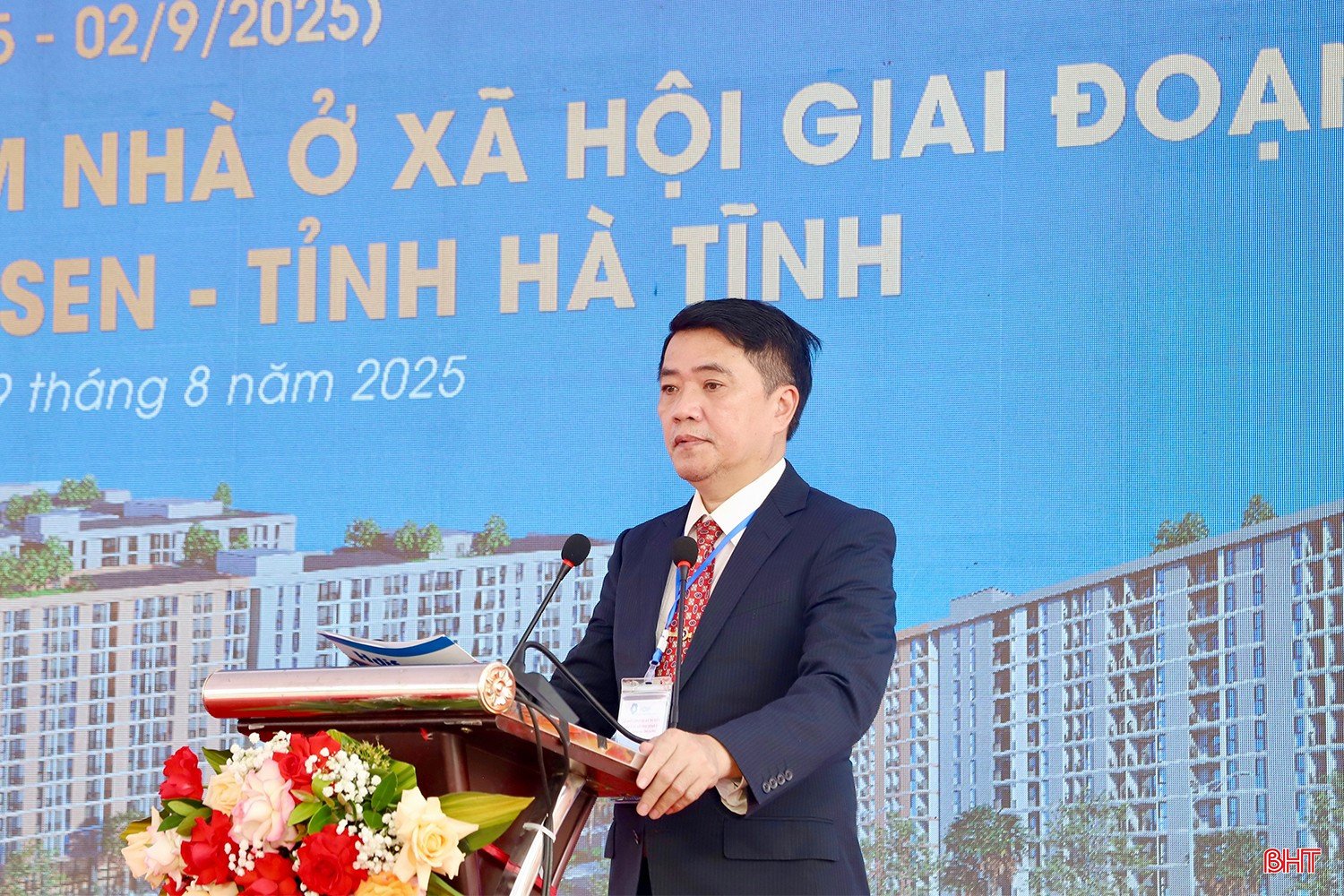 Ông Phạm Thái Bình - Giám đốc Quỹ Đầu tư phát triển Hà Tĩnh phát biểu tại lễ khởi công.