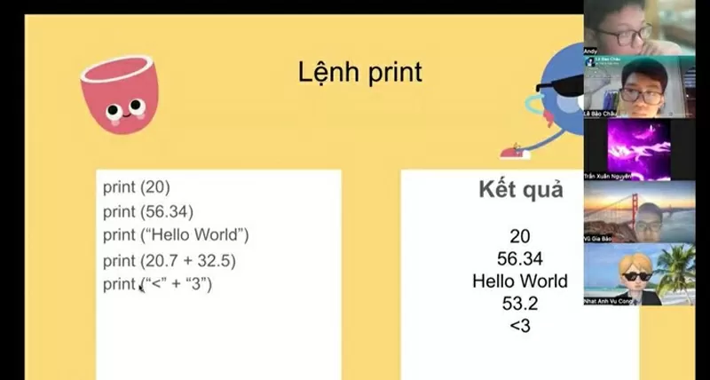 KAV オープンクラスでの学生たちとの Gia Bao の指導と学習セッション。