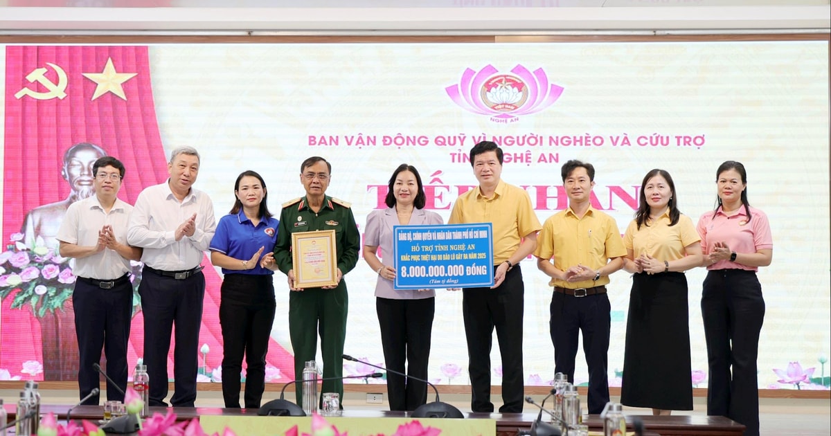 Thành phố Hồ Chí Minh hỗ trợ Nghệ An 8 tỷ đồng khắc phục hậu quả sau thiên tai