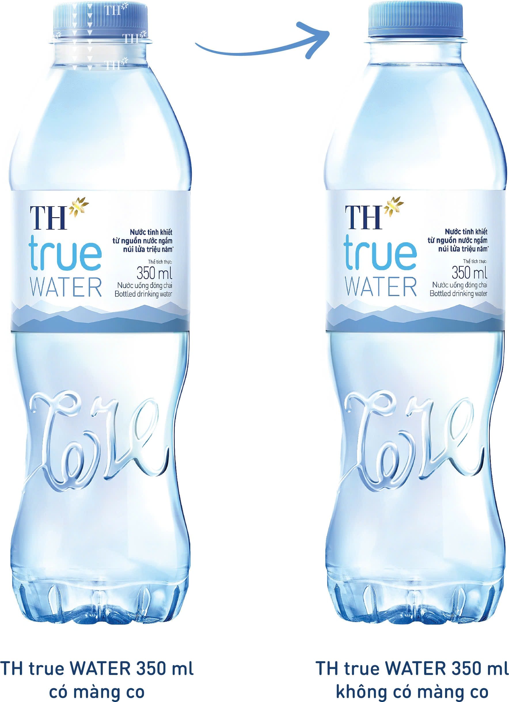 Bỏ màng co nắp chai trong sản xuất chai nước TH true WATER nhằm bảo vệ môi trường, hướng tới mục tiêu phát triển bền vững của Tập đoàn TH. Ảnh: TH