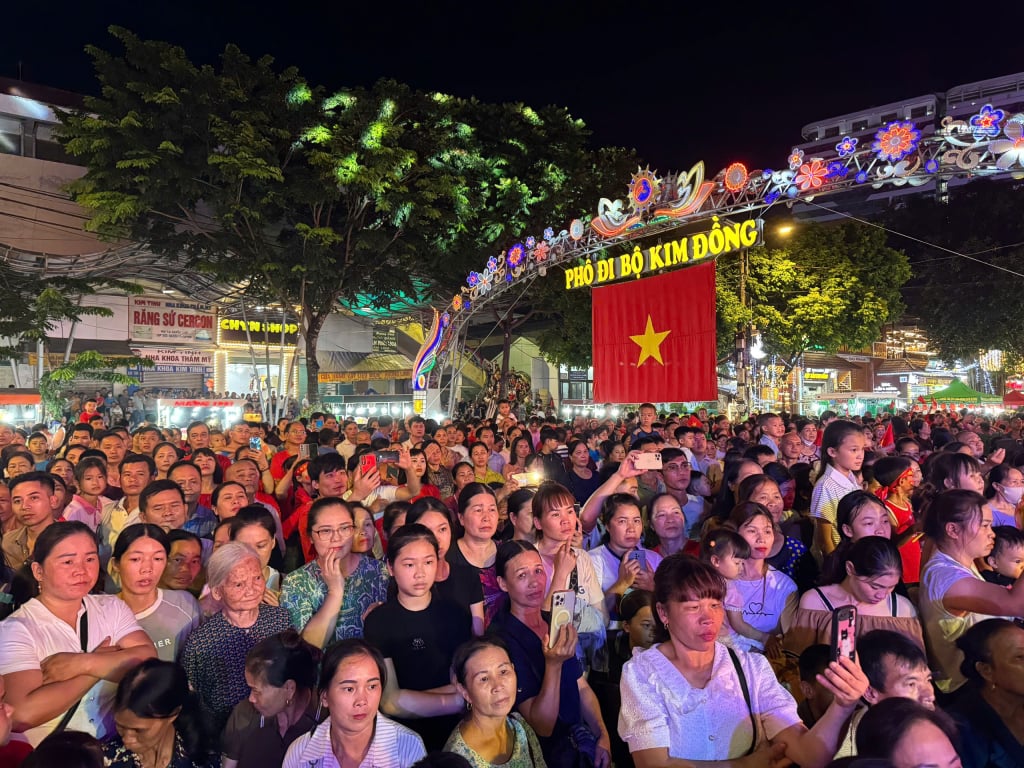 ប្រជាជន និងអ្នកទេសចរជាច្រើនបានមកចូលរួមក្នុងសកម្មភាពដ៏រំភើបនៅផ្លូវដើរ Kim Dong ។