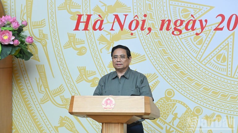 Thủ tướng Phạm Minh Chính phát biểu ý kiến tại phiên họp. (Ảnh: Trần Hải)