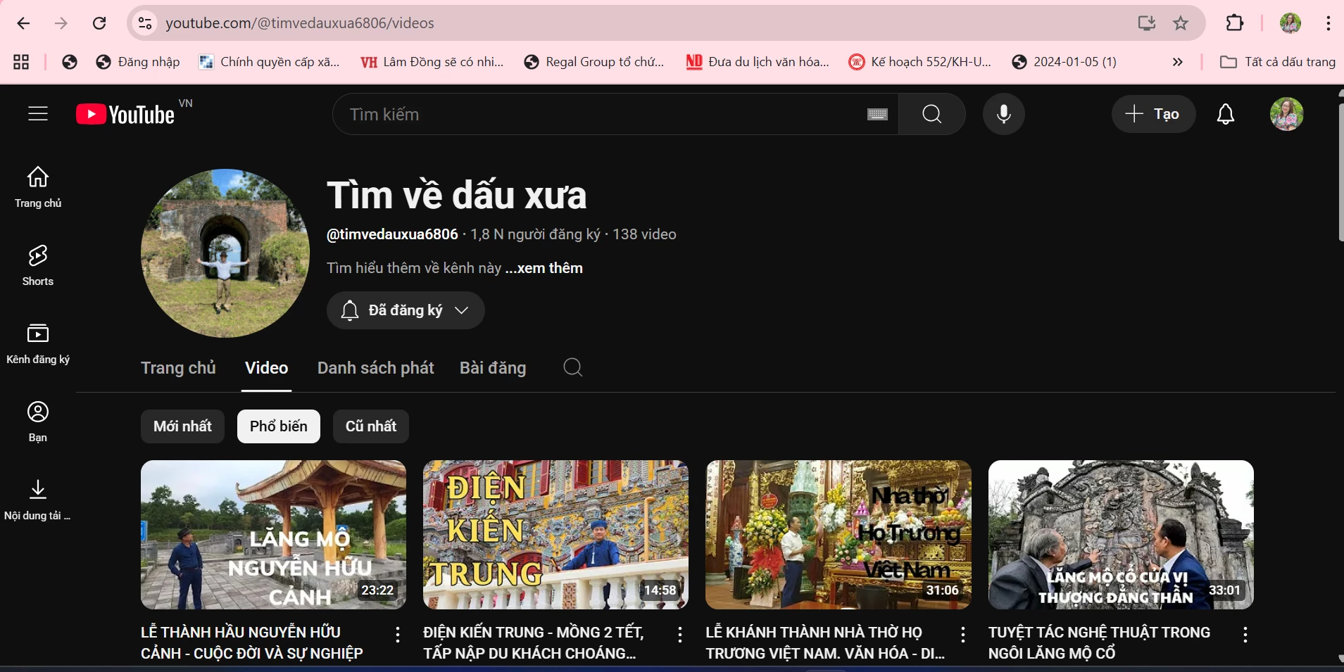 Trang Youtube “Tìm về dấu xưa” thu hút sự quan tâm của nhiều người trẻ đam mê tìm hiểu về văn hóa, lịch sử -Ảnh: M.N