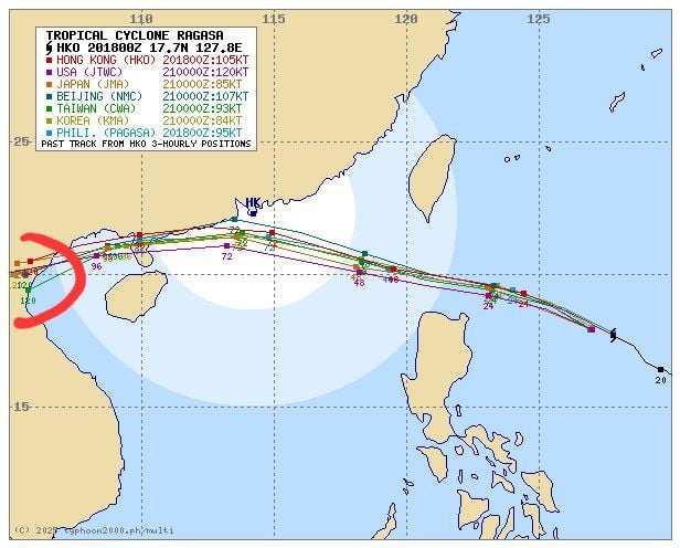 7 đài khí tượng thủy văn quốc tế dự báo bão Ragasa đi vào đất liền Việt Nam.