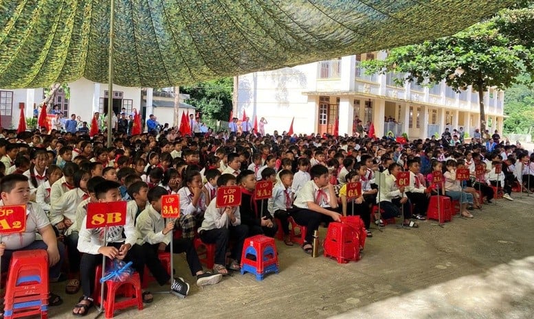 Schüler aller Klassenstufen der Muong Leo Ethnic Minority Primary and Secondary School, Provinz Son La, eröffneten das Schuljahr 2025-2026 – Foto: Muong Leo School