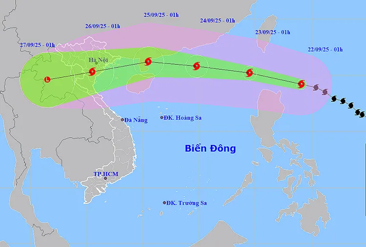 Vị trí và đường đi của bão. Ảnh: thoitietvietnam