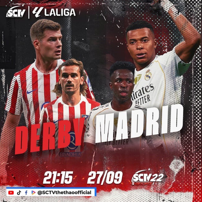 Trực tiếp và duy nhất trên SCTV22 - Derby Madrid – Đại chiến rực lửa lúc 21h15 ngày 27/9/2025 - Ảnh 1.