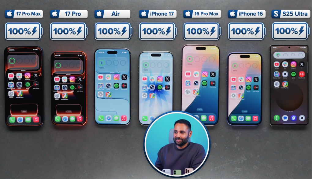 Đọ thời lượng pin loạt iPhone 17, iPhone Air và Galaxy S25 Ultra - 1