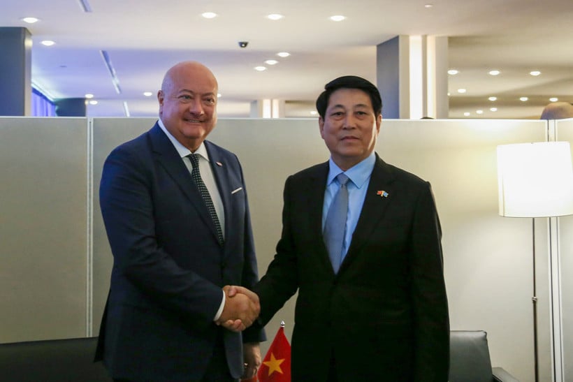 Chủ tịch nước Lương Cường tiếp Thủ tướng nước Cộng hòa Áo Christian Stocker (Ảnh: Xuân Kỳ)