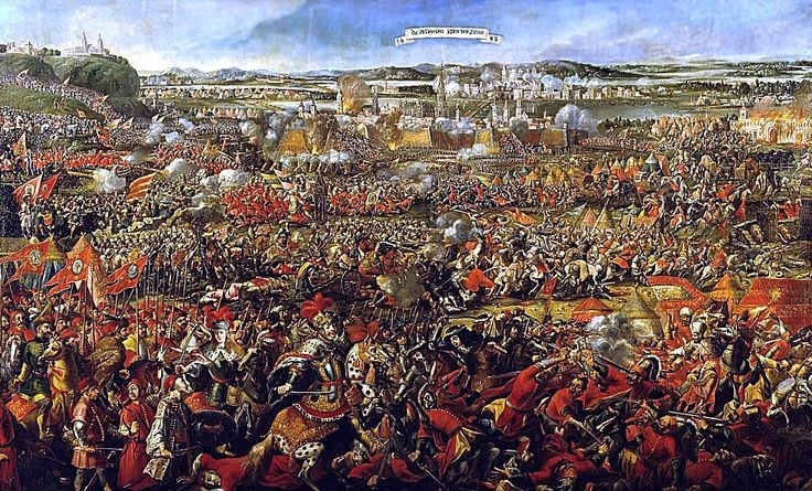 Lực lượng Ottoman hùng hậu. Quân đội Ottoman do đại tể tướng Kara Mustafa Pasha chỉ huy, với khoảng 150.000 binh lính, áp đảo hoàn toàn quân phòng thủ. Ảnh: Pinterest.