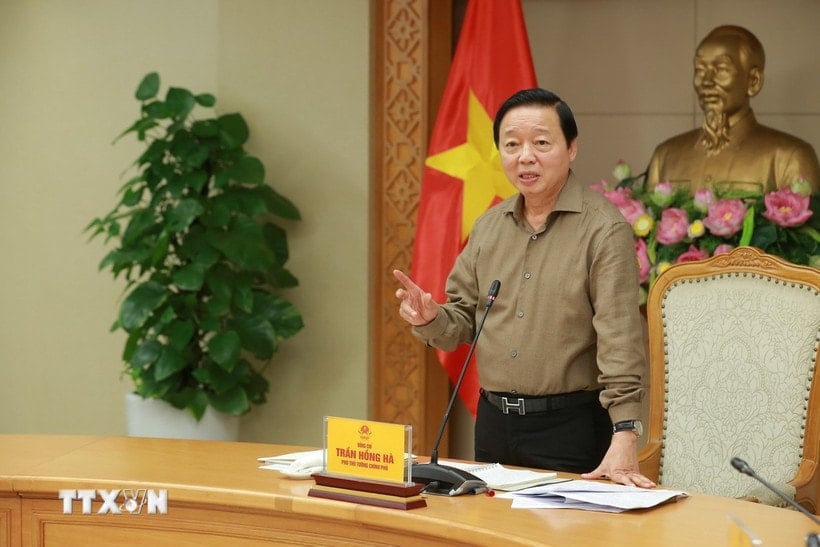 ឧបនាយករដ្ឋមន្ត្រី Tran Hong Ha ថ្លែងមតិក្នុងកិច្ចប្រជុំ។ (រូបថត៖ Diep Truong/VNA)