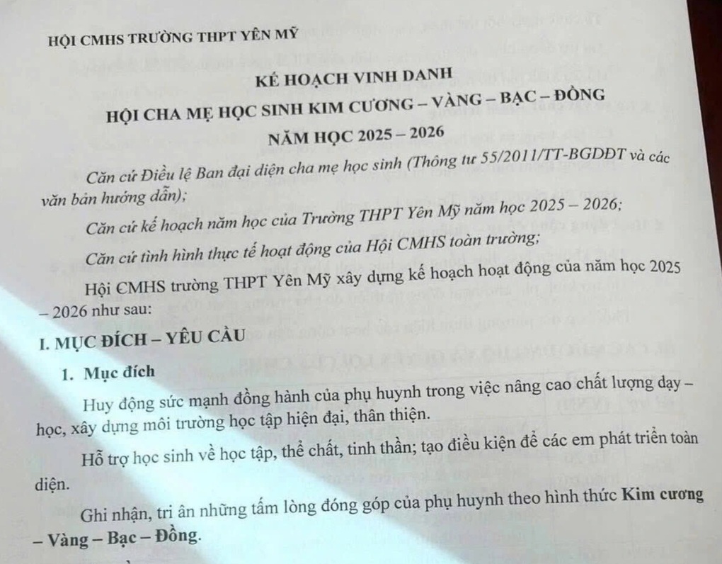 Thực hư việc phụ huynh ủng hộ 20 triệu được trường vinh danh hạng kim cương - 1