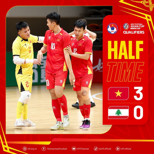 Defeating Lebanon, the Vietnamese team excellently won a ticket to the Asian Futsal Championship: VFF awarded 600 million VND - Photo 1.