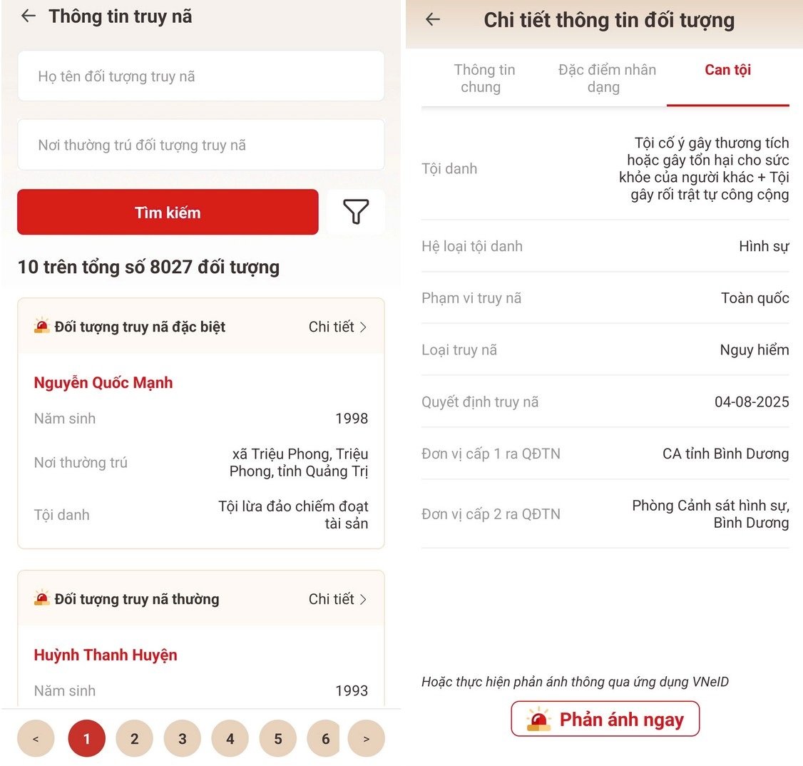 Hướng dẫn dùng VNeID tra cứu danh sách đối tượng bị truy nã trên toàn quốc - 3