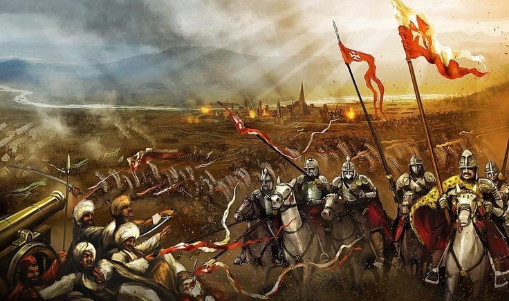 Vai trò quyết định của liên quân cứu viện. Liên quân Thiên Chúa giáo do vua Ba Lan Jan III Sobieski chỉ huy đã hợp sức với Áo và Đức, tổng cộng khoảng 70.000 quân, giải vây thành công. Ảnh: Pinterest.