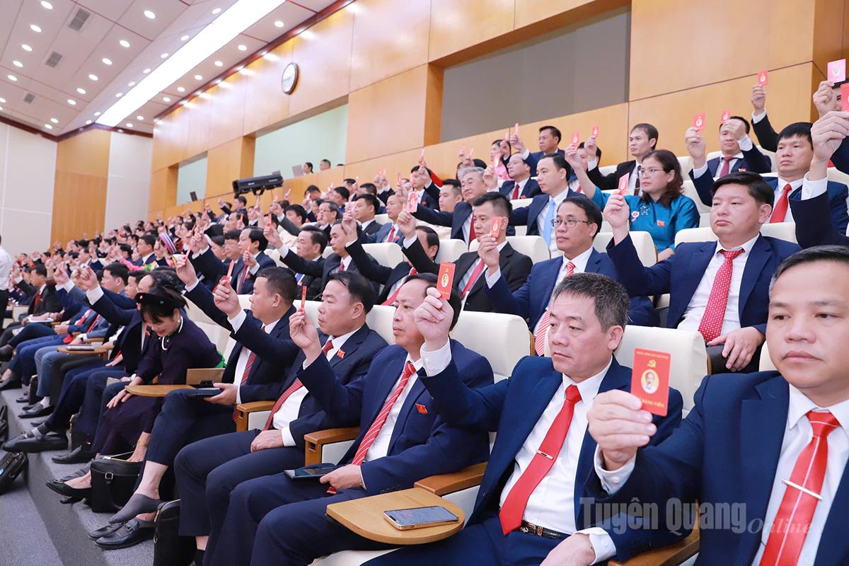 Các đại biểu biểu quyết các nội dung tại Đại hội.