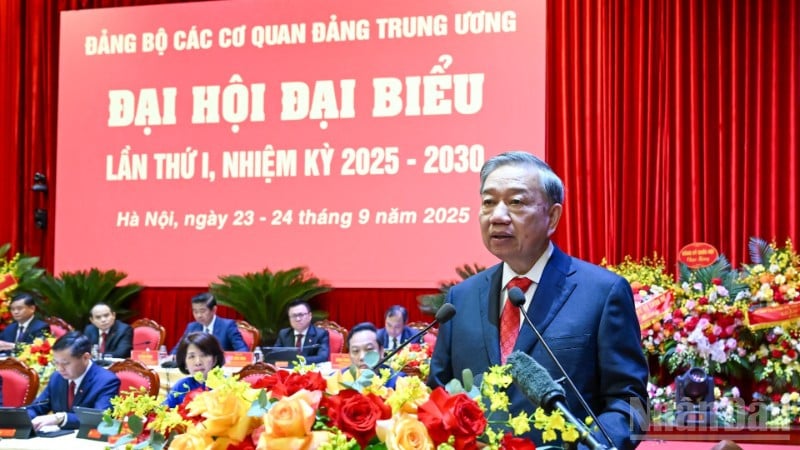 Tổng Bí thư Tô Lâm phát biểu chỉ đạo tại Đại hội. (Ảnh: DUY LINH)