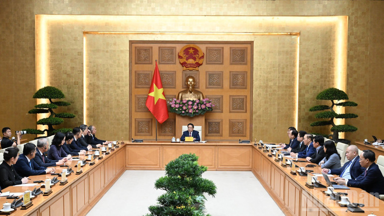 Quang cảnh buổi tiếp. (Ảnh: Trần Hải)