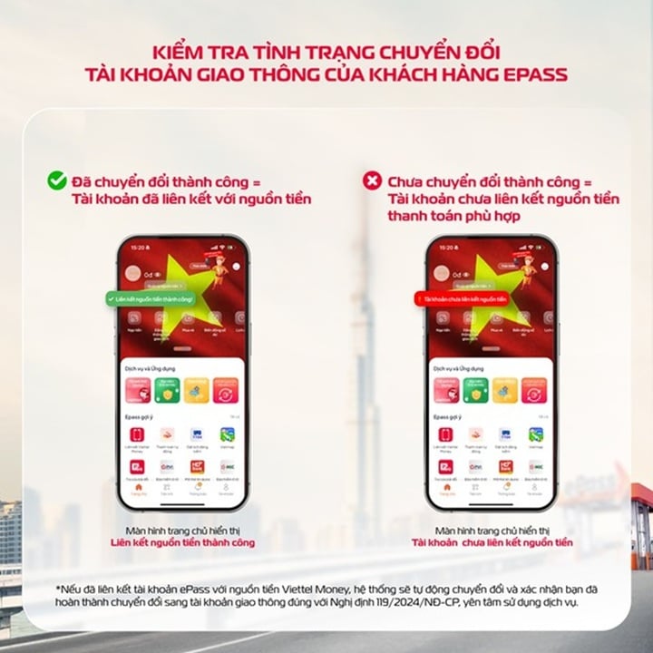 Cách kiểm tra tình trạng tài khoản ePass của khách hàng đã chuyển đổi tài khoản giao thông thành công.