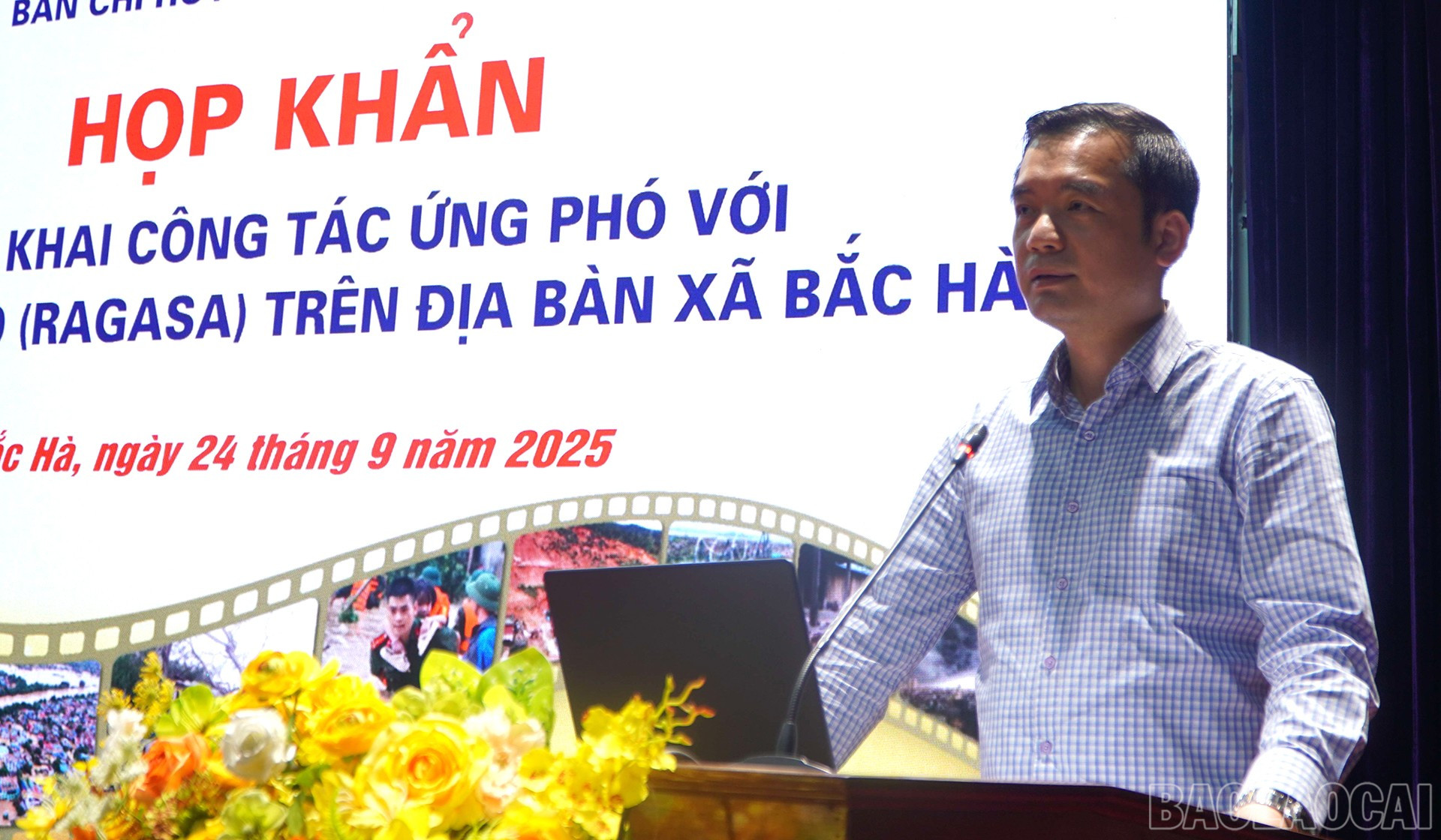 Đồng chí Bùi Minh Hải - Chủ tịch UBND xã Bắc Hà phát biểu kết luận tại cuộc họp.