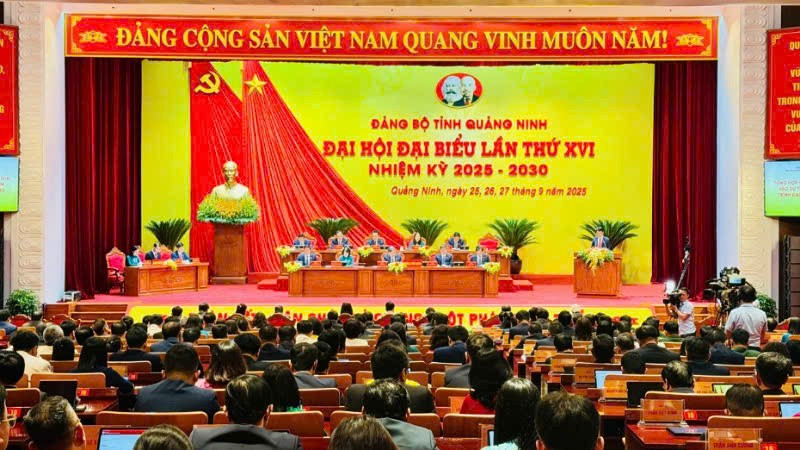 Quang cảnh Đại hội đại biểu Đảng bộ tỉnh Quảng Ninh lần thứ XVI, nhiệm kỳ 2025-2030.
