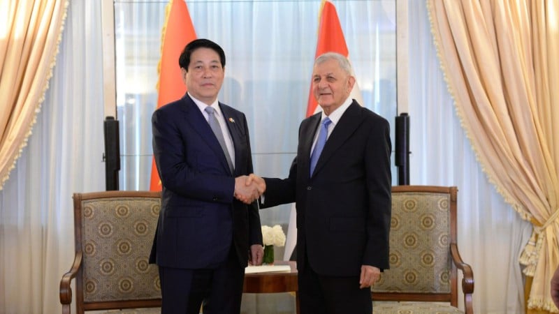Präsident Luong Cuong trifft sich mit dem irakischen Präsidenten Abdul Latif Rashid. (Foto: XUAN KY)