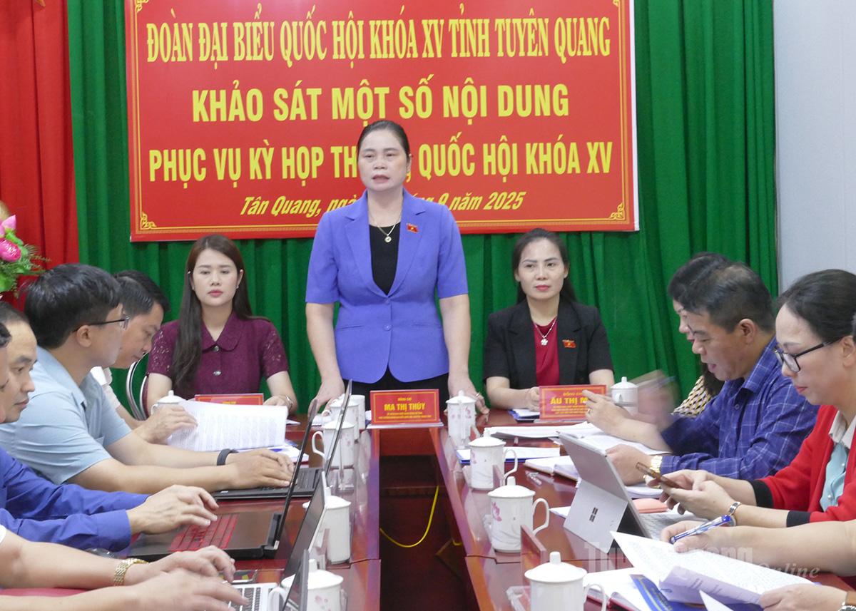 សមមិត្ត Ma Thi Thuy សមាជិកគណកម្មាធិការបក្សខេត្ត អនុប្រធានគណៈប្រតិភូខេត្ត នៃរដ្ឋសភា បានអញ្ជើញជាអធិបតីក្នុងកិច្ចប្រជុំ។
