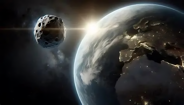 小惑星2024 PT5が地球に接近中。希少金属鉱山が手の届く範囲に飛来している。（イラスト写真、出典：FineNews）