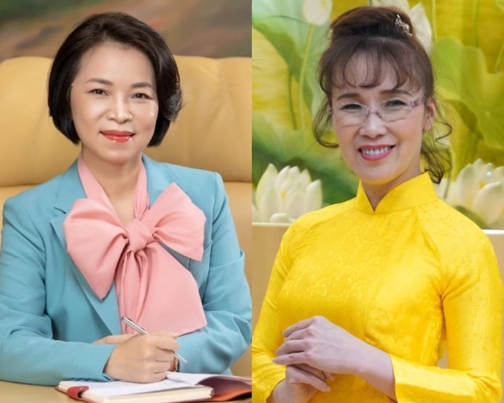 លោកស្រី Pham Thu Huong - អនុប្រធានក្រុមហ៊ុន Vingroup (ឆ្វេង) និងលោកស្រី Nguyen Thi Phuong Thao - ប្រធានក្រុមហ៊ុន Vietjet Air