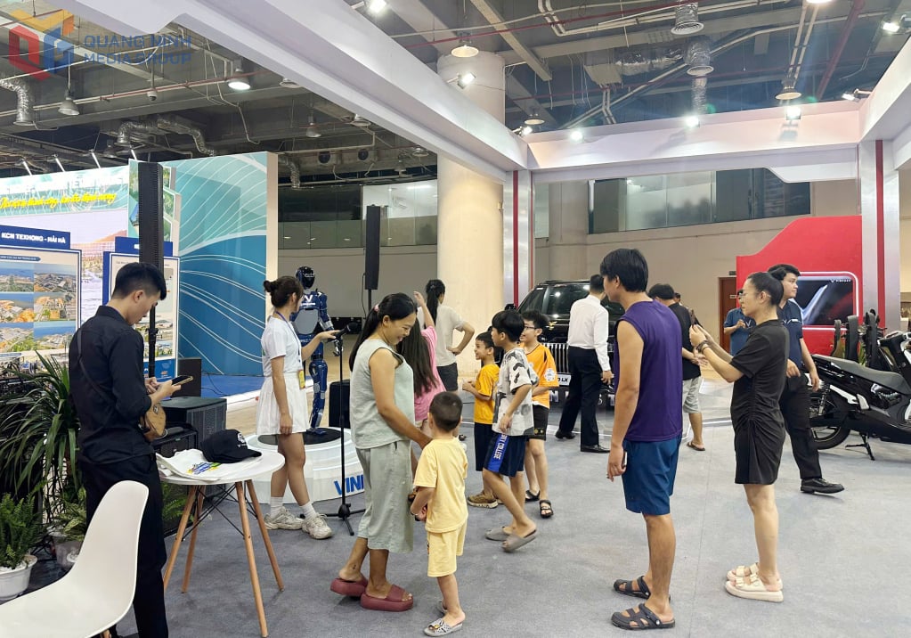 Made in Vietnam robots are displayed at the exhibition.