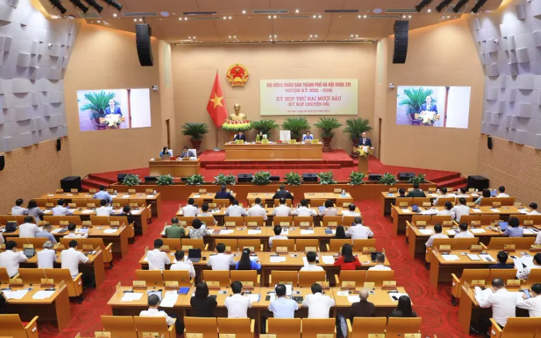 Quang cảnh Kỳ họp thứ 26 của HĐND TP Hà Nội. Ảnh: Thanh Hải