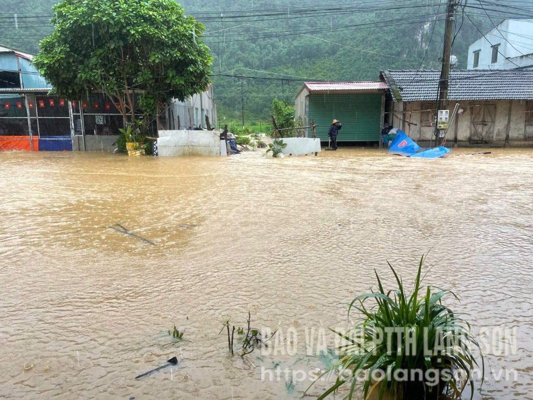 Mưa lớn gây ngập úng tại xã Bình Gia