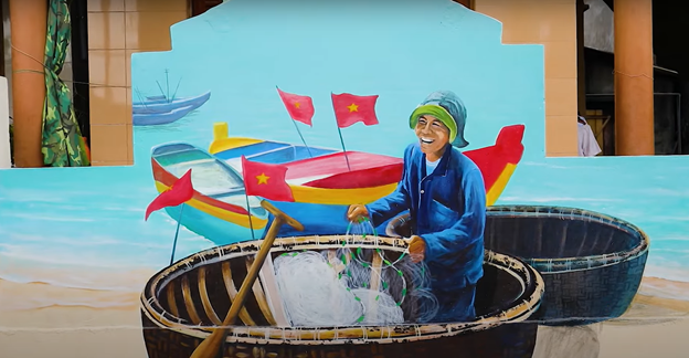 Murals adorn the walls at Canh Duong village