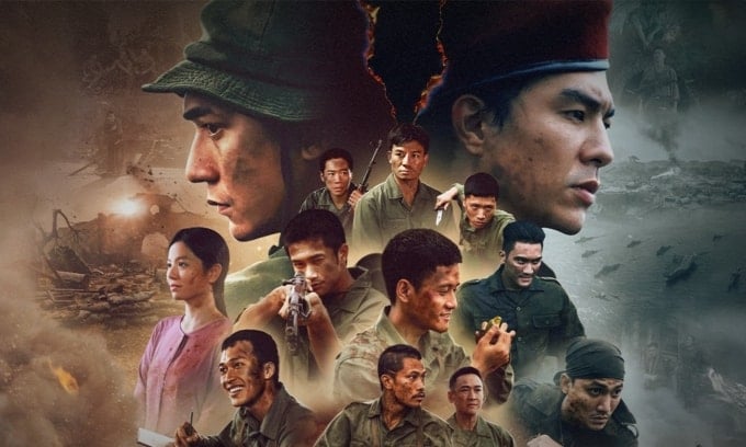 Poster phim Mưa đỏ. Ảnh: Đoàn phim cung cấp