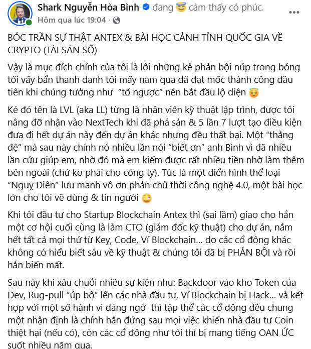 Thị trường tiền số hôm nay, 30-9: Shark Bình lên tiếng khi bị cộng sự cũ tố ‘úp bô’ - Ảnh 2.
