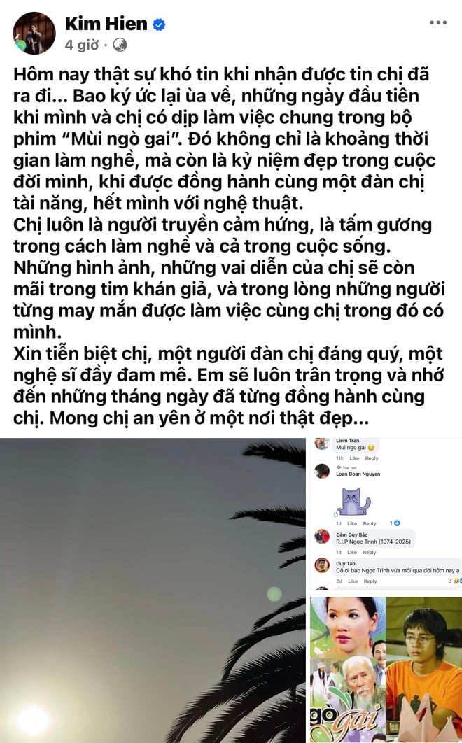 Kim Hiền 'Mùi ngò gai' nghẹn ngào viết lời tiễn biệt Ngọc Trinh- Ảnh 2.