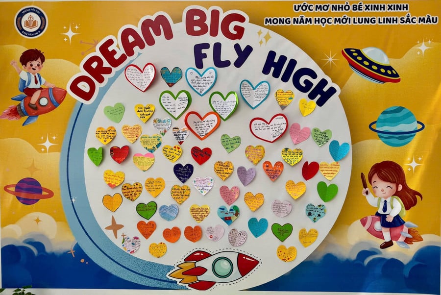Bảng ‘Dream Big – Fly High’ ghi lại ước mơ và mục tiêu của học sinh