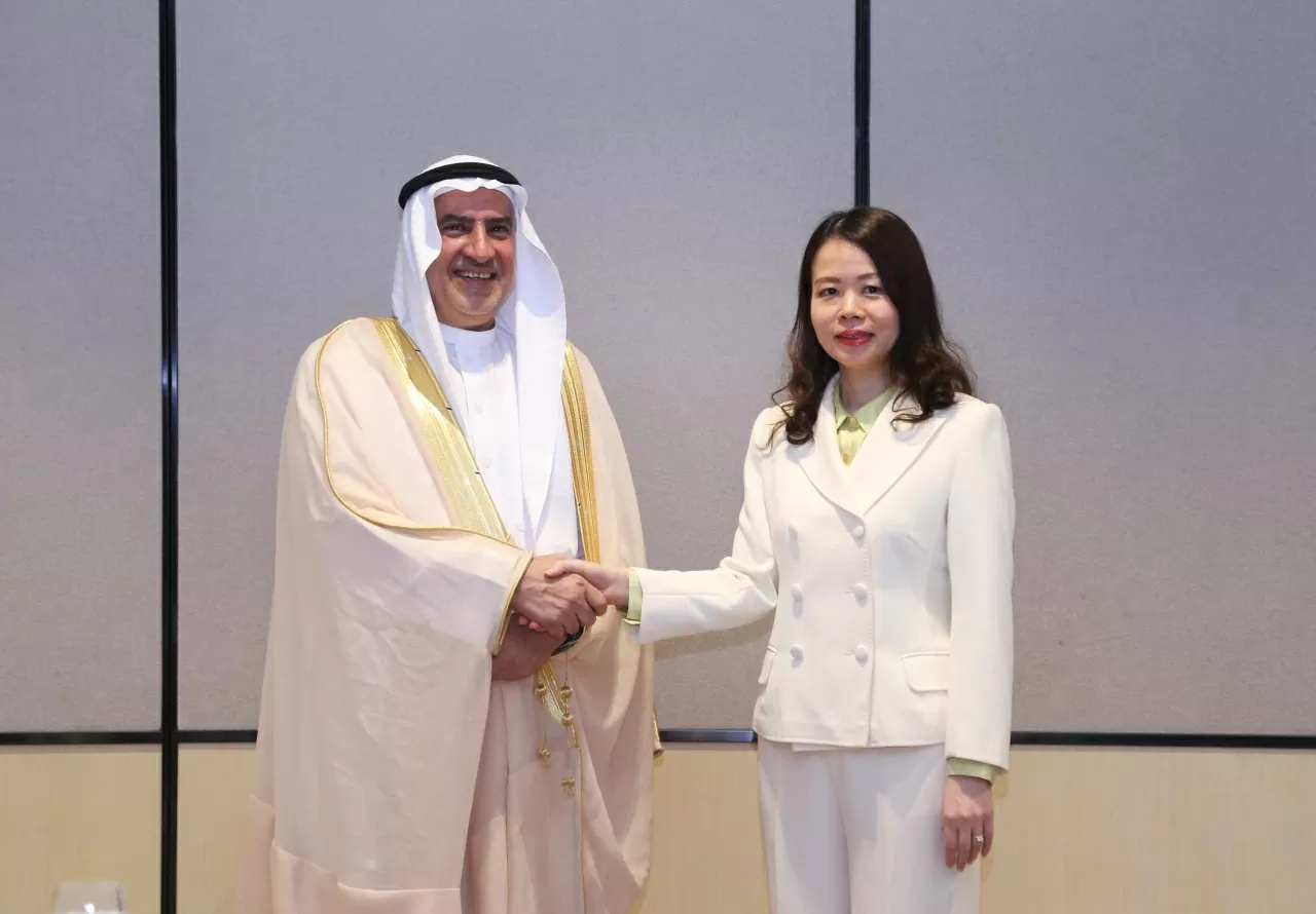 Thứ trưởng Ngoại giao Nguyễn Minh Hằng tiếp đón Trợ lý Bộ trưởng Đầu tư Saudi Arabia Tiến sĩ Abdullah Ali Al-Dubaikhi. (Ảnh: Thành Long)