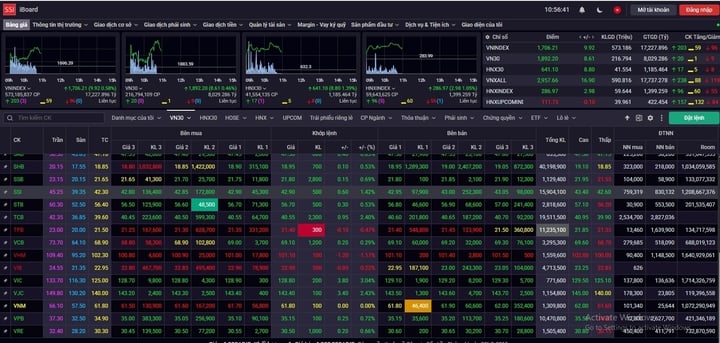 VN-Index lần đầu vượt 1.700 điểm. (Ảnh chụp màn hình)