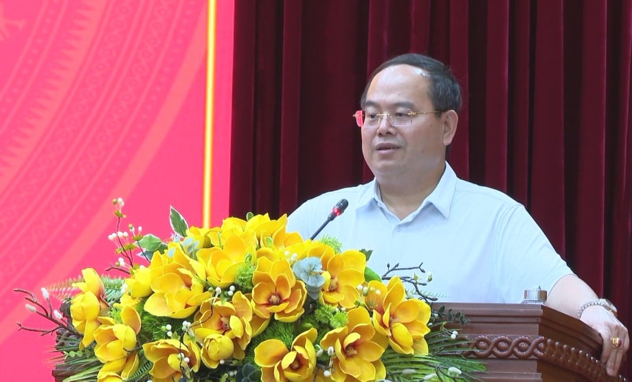 Bí thư Tỉnh ủy Quản Minh cường phát biểu kết luận hội nghị.