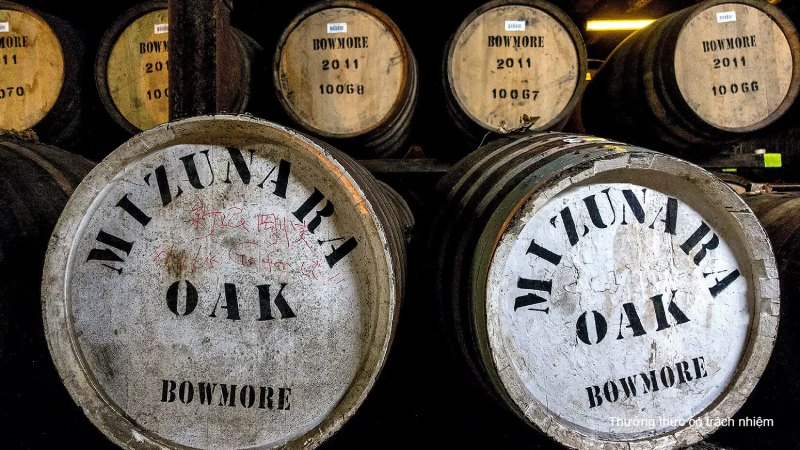 Thùng ủ làm từ gỗ sồi Mizunara tạo nên hương vị tinh tế không thể nhầm lẫn cho Whisky Nhật.