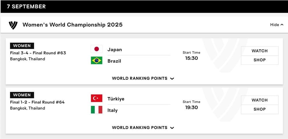 Programação da final mundial de vôlei feminino hoje, 7 de setembro: Itália compete com a Turquia pelo 