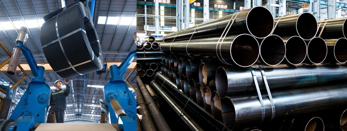 Tubi d'acciaio, lamiere zincate e cavi precompressi vengono forniti per una serie di importanti progetti di costruzione. Foto: hoaphat.com.vn.