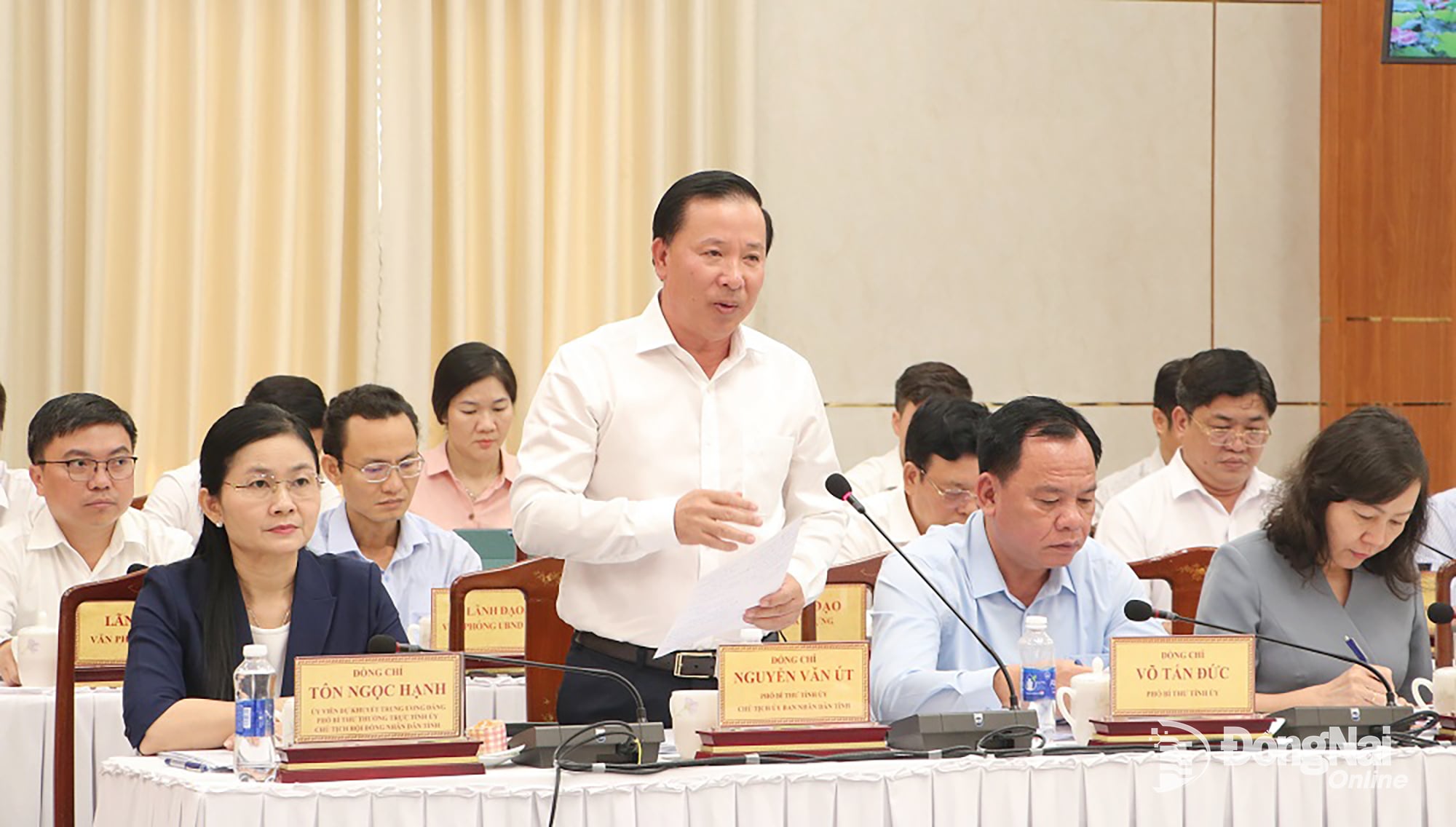 Đồng chí Nguyễn Văn Út, Phó Bí thư Tỉnh ủy, Chủ tịch UBND tỉnh Đồng Nai phát biểu tại buổi làm việc. Ảnh: Phạm Tùng